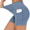 imageTHE GYM PEOPLE Womens High Waist Workout Shorts Breathable Dolphin Split Elastic Lounge Yoga ShortsGrey Blue