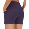 imageTHE GYM PEOPLE Womens High Waist Workout Shorts Breathable Dolphin Split Elastic Lounge Yoga ShortsPurple