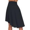 imageTHE GYM PEOPLE Womens High Waist Wrap Ruffle Hem Asymmetric Skort High Low Flowy Midi Skirt with ShortsBlack