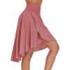 imageTHE GYM PEOPLE Womens High Waist Wrap Ruffle Hem Asymmetric Skort High Low Flowy Midi Skirt with ShortsCoral Red