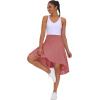 imageTHE GYM PEOPLE Womens High Waist Wrap Ruffle Hem Asymmetric Skort High Low Flowy Midi Skirt with ShortsCoral Red