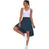 imageTHE GYM PEOPLE Womens High Waist Wrap Ruffle Hem Asymmetric Skort High Low Flowy Midi Skirt with ShortsDark Navy Blue