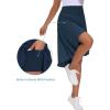 imageTHE GYM PEOPLE Womens High Waist Wrap Ruffle Hem Asymmetric Skort High Low Flowy Midi Skirt with ShortsDark Navy Blue