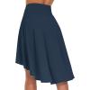 imageTHE GYM PEOPLE Womens High Waist Wrap Ruffle Hem Asymmetric Skort High Low Flowy Midi Skirt with ShortsDark Navy Blue