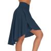imageTHE GYM PEOPLE Womens High Waist Wrap Ruffle Hem Asymmetric Skort High Low Flowy Midi Skirt with ShortsDark Navy Blue