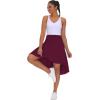 imageTHE GYM PEOPLE Womens High Waist Wrap Ruffle Hem Asymmetric Skort High Low Flowy Midi Skirt with ShortsDark Red