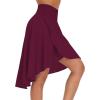 imageTHE GYM PEOPLE Womens High Waist Wrap Ruffle Hem Asymmetric Skort High Low Flowy Midi Skirt with ShortsDark Red
