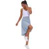 imageTHE GYM PEOPLE Womens High Waist Wrap Ruffle Hem Asymmetric Skort High Low Flowy Midi Skirt with ShortsIce Blue