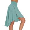 imageTHE GYM PEOPLE Womens High Waist Wrap Ruffle Hem Asymmetric Skort High Low Flowy Midi Skirt with ShortsLight Blue Green