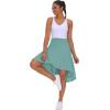 imageTHE GYM PEOPLE Womens High Waist Wrap Ruffle Hem Asymmetric Skort High Low Flowy Midi Skirt with ShortsLight Blue Green