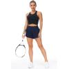 imageTHE GYM PEOPLE Womens High Waisted Worktout Shorts Quick Dry Running Athletic Shorts with Mesh Liner Zipper PocketBlue