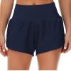 imageTHE GYM PEOPLE Womens High Waisted Worktout Shorts Quick Dry Running Athletic Shorts with Mesh Liner Zipper PocketBlue