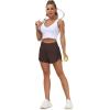 imageTHE GYM PEOPLE Womens High Waisted Worktout Shorts Quick Dry Running Athletic Shorts with Mesh Liner Zipper PocketBrown
