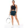 imageTHE GYM PEOPLE Womens High Waisted Worktout Shorts Quick Dry Running Athletic Shorts with Mesh Liner Zipper PocketDark Blue Green