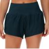 imageTHE GYM PEOPLE Womens High Waisted Worktout Shorts Quick Dry Running Athletic Shorts with Mesh Liner Zipper PocketDark Blue Green