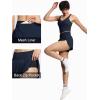 imageTHE GYM PEOPLE Womens High Waisted Worktout Shorts Quick Dry Running Athletic Shorts with Mesh Liner Zipper PocketDark Navy Blue