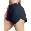 imageTHE GYM PEOPLE Womens High Waisted Worktout Shorts Quick Dry Running Athletic Shorts with Mesh Liner Zipper PocketDark Navy Blue