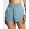 imageTHE GYM PEOPLE Womens High Waisted Worktout Shorts Quick Dry Running Athletic Shorts with Mesh Liner Zipper PocketDenim Blue