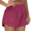 imageTHE GYM PEOPLE Womens High Waisted Worktout Shorts Quick Dry Running Athletic Shorts with Mesh Liner Zipper PocketFuchsia