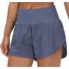 imageTHE GYM PEOPLE Womens High Waisted Worktout Shorts Quick Dry Running Athletic Shorts with Mesh Liner Zipper PocketInk Blue