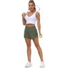 imageTHE GYM PEOPLE Womens High Waisted Worktout Shorts Quick Dry Running Athletic Shorts with Mesh Liner Zipper PocketOlive Green