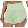 imageTHE GYM PEOPLE Womens High Waisted Worktout Shorts Quick Dry Running Athletic Shorts with Mesh Liner Zipper PocketPale Green