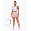 imageTHE GYM PEOPLE Womens High Waisted Worktout Shorts Quick Dry Running Athletic Shorts with Mesh Liner Zipper PocketPink