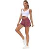 imageTHE GYM PEOPLE Womens High Waisted Worktout Shorts Quick Dry Running Athletic Shorts with Mesh Liner Zipper PocketRose Red