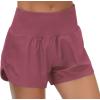 imageTHE GYM PEOPLE Womens High Waisted Worktout Shorts Quick Dry Running Athletic Shorts with Mesh Liner Zipper PocketRose Red