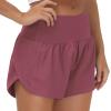 imageTHE GYM PEOPLE Womens High Waisted Worktout Shorts Quick Dry Running Athletic Shorts with Mesh Liner Zipper PocketRose Red