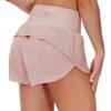 imageTHE GYM PEOPLE Womens High Waisted Worktout Shorts Quick Dry Running Athletic Shorts with Mesh Liner Zipper PocketSoft Pink