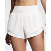 imageTHE GYM PEOPLE Womens High Waisted Worktout Shorts Quick Dry Running Athletic Shorts with Mesh Liner Zipper PocketWhite