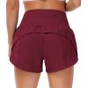 imageTHE GYM PEOPLE Womens High Waisted Worktout Shorts Quick Dry Running Athletic Shorts with Mesh Liner Zipper PocketWine Red