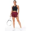 imageTHE GYM PEOPLE Womens High Waisted Worktout Shorts Quick Dry Running Athletic Shorts with Mesh Liner Zipper PocketWine Red