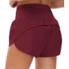 imageTHE GYM PEOPLE Womens High Waisted Worktout Shorts Quick Dry Running Athletic Shorts with Mesh Liner Zipper PocketWine Red