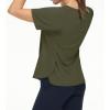 imageTHE GYM PEOPLE Womens Short Sleeve Workout Shirts Breathable Yoga TShirts with Side Slits Athletic Tee TopsArmy Green