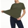 imageTHE GYM PEOPLE Womens Short Sleeve Workout Shirts Breathable Yoga TShirts with Side Slits Athletic Tee TopsArmy Green