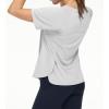 imageTHE GYM PEOPLE Womens Short Sleeve Workout Shirts Breathable Yoga TShirts with Side Slits Athletic Tee TopsBright Grey