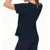 imageTHE GYM PEOPLE Womens Short Sleeve Workout Shirts Breathable Yoga TShirts with Side Slits Athletic Tee TopsDark Blue