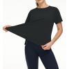 imageTHE GYM PEOPLE Womens Short Sleeve Workout Shirts Breathable Yoga TShirts with Side Slits Athletic Tee TopsDark Grey