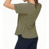imageTHE GYM PEOPLE Womens Short Sleeve Workout Shirts Breathable Yoga TShirts with Side Slits Athletic Tee TopsGrey Green