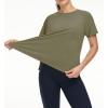 imageTHE GYM PEOPLE Womens Short Sleeve Workout Shirts Breathable Yoga TShirts with Side Slits Athletic Tee TopsGrey Green