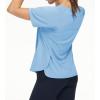 imageTHE GYM PEOPLE Womens Short Sleeve Workout Shirts Breathable Yoga TShirts with Side Slits Athletic Tee TopsLight Blue