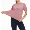 imageTHE GYM PEOPLE Womens Short Sleeve Workout Shirts Breathable Yoga TShirts with Side Slits Athletic Tee TopsRose Red