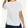 imageTHE GYM PEOPLE Womens Short Sleeve Workout Shirts Breathable Yoga TShirts with Side Slits Athletic Tee TopsWhite