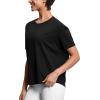 imageTHE GYM PEOPLE Womens Short Sleeve Workout TShirts Back Loose Fit Running Yoga Tee TopsBlack