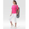 imageTHE GYM PEOPLE Womens Short Sleeve Workout TShirts Back Loose Fit Running Yoga Tee TopsBright Pink