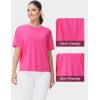 imageTHE GYM PEOPLE Womens Short Sleeve Workout TShirts Back Loose Fit Running Yoga Tee TopsBright Pink