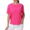 imageTHE GYM PEOPLE Womens Short Sleeve Workout TShirts Back Loose Fit Running Yoga Tee TopsBright Pink