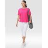 imageTHE GYM PEOPLE Womens Short Sleeve Workout TShirts Back Loose Fit Running Yoga Tee TopsBright Pink